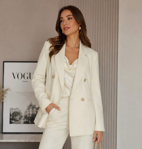 Blazer Feminino Elegante Abotoamento Duplo BellaVita