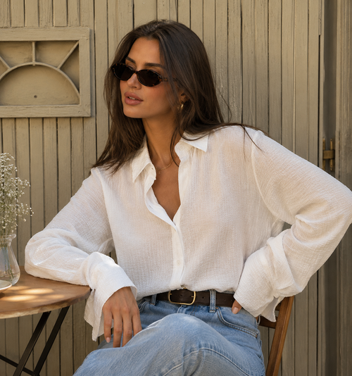Camisa Branca Oversized Manga Longa BellaVita