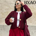 Cardigan Cropped Tricot Manga Longa BellaVita — miniatura 1