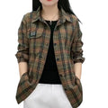 Camisa Feminina Casual de Algodao com Protecao Solar — Estampa Xadrez — miniatura 5