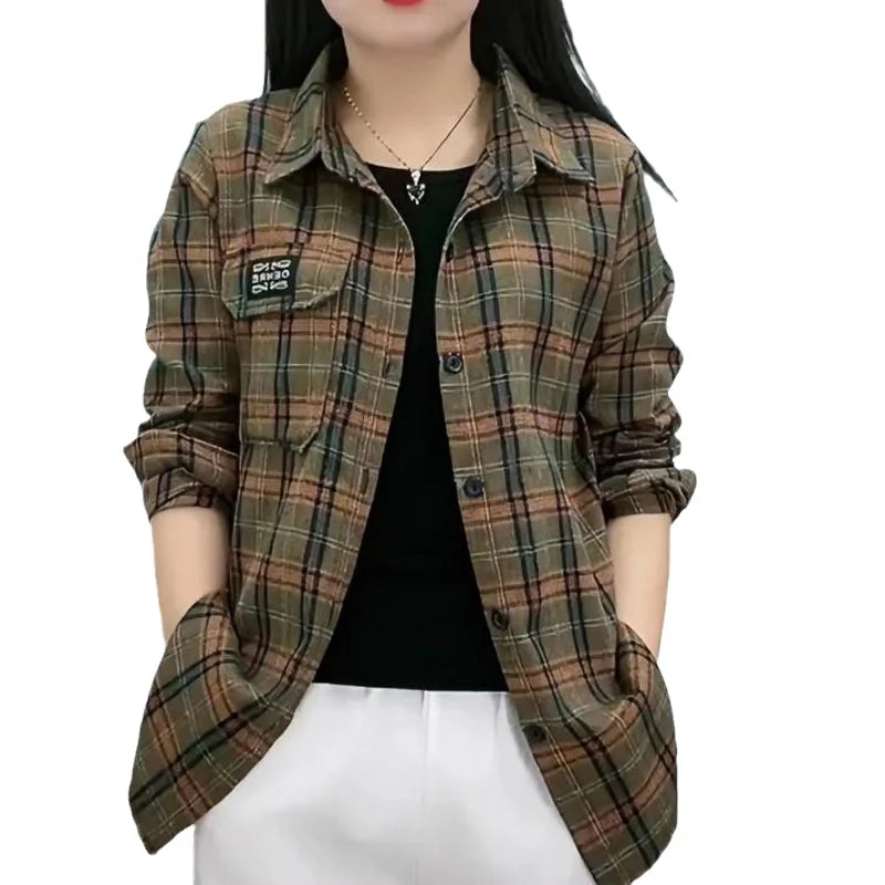 Camisa Feminina Casual de Algodao com Protecao Solar — Estampa Xadrez — foto 5
