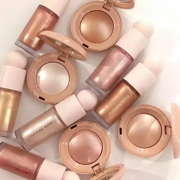 Iluminador e Blush Liquido Rare Beauty — Acabamento Luminoso e Longa Duracao