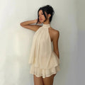 Vestido Curto Frente Única em Chiffon com Amarração — miniatura 1