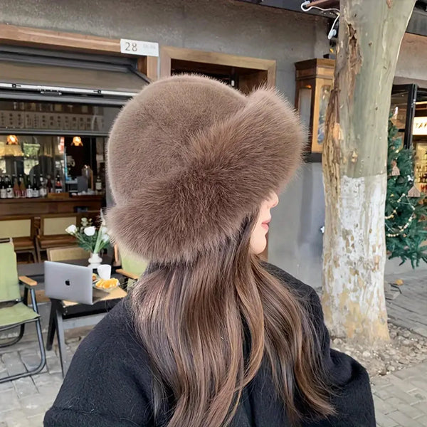 Chapéu feminino de inverno com pelúcia, resistente ao frio