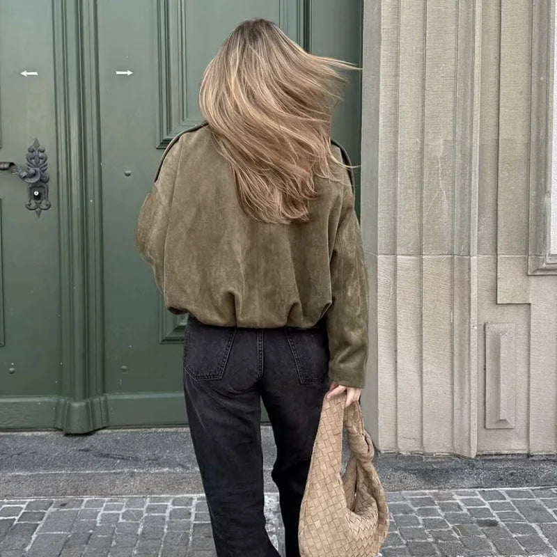 Jaqueta Bomber Feminina com Gola Dobrável — foto 4
