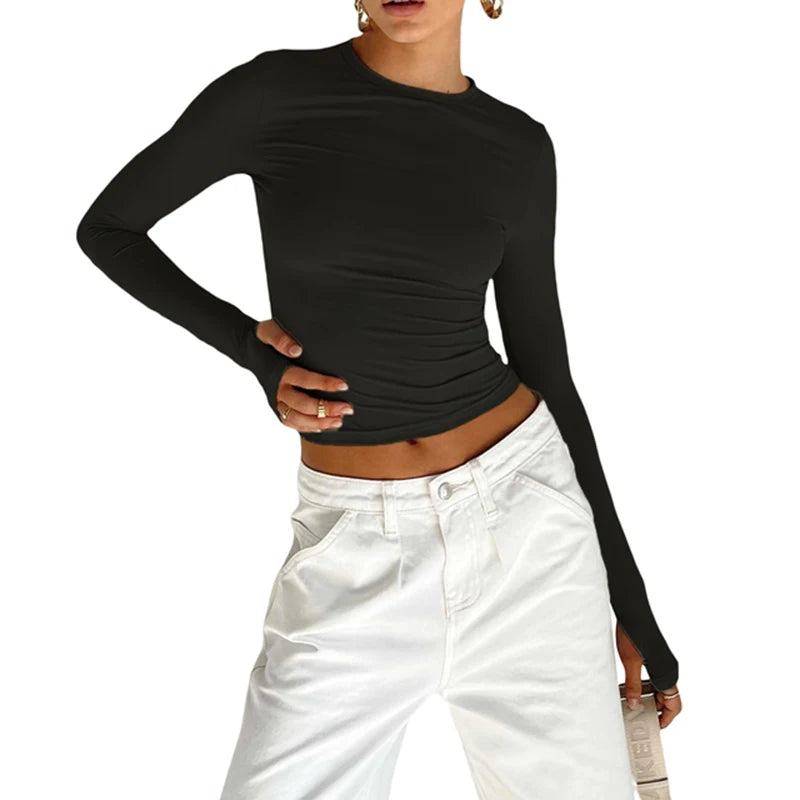 Blusa Cropped Manga Longa com Abertura para Polegar BellaVita - foto 18