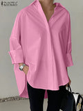 Camisa Branca Oversized Feminina ZANZEA com Gola Dobrável — miniatura 6