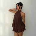 Vestido Curto Frente Única em Chiffon com Amarração — miniatura 7