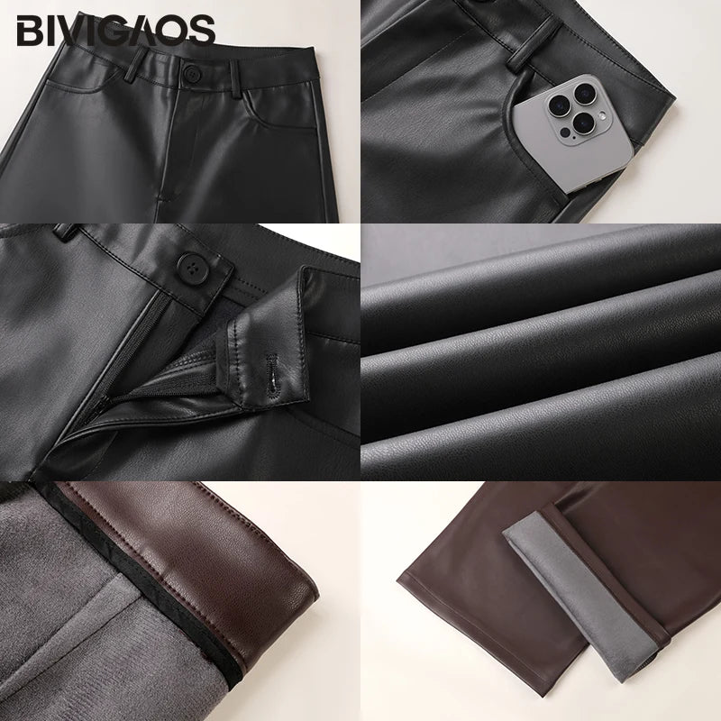 Calça Wide Leg de Couro PU Cintura Alta BellaVita — foto 6