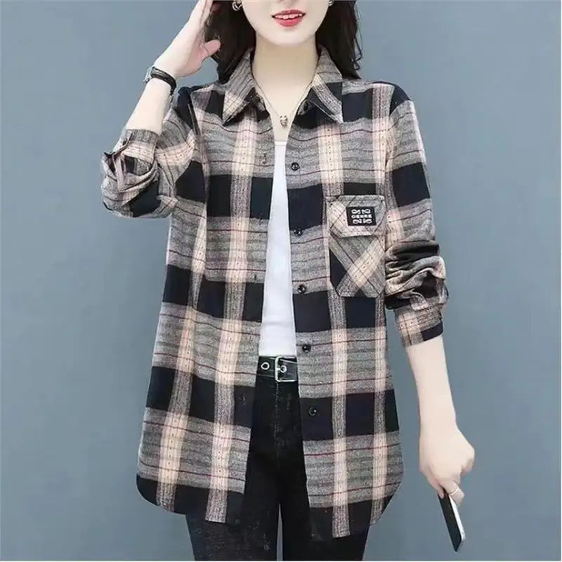 Camisa Feminina Casual de Algodao com Protecao Solar — Estampa Xadrez — foto 4