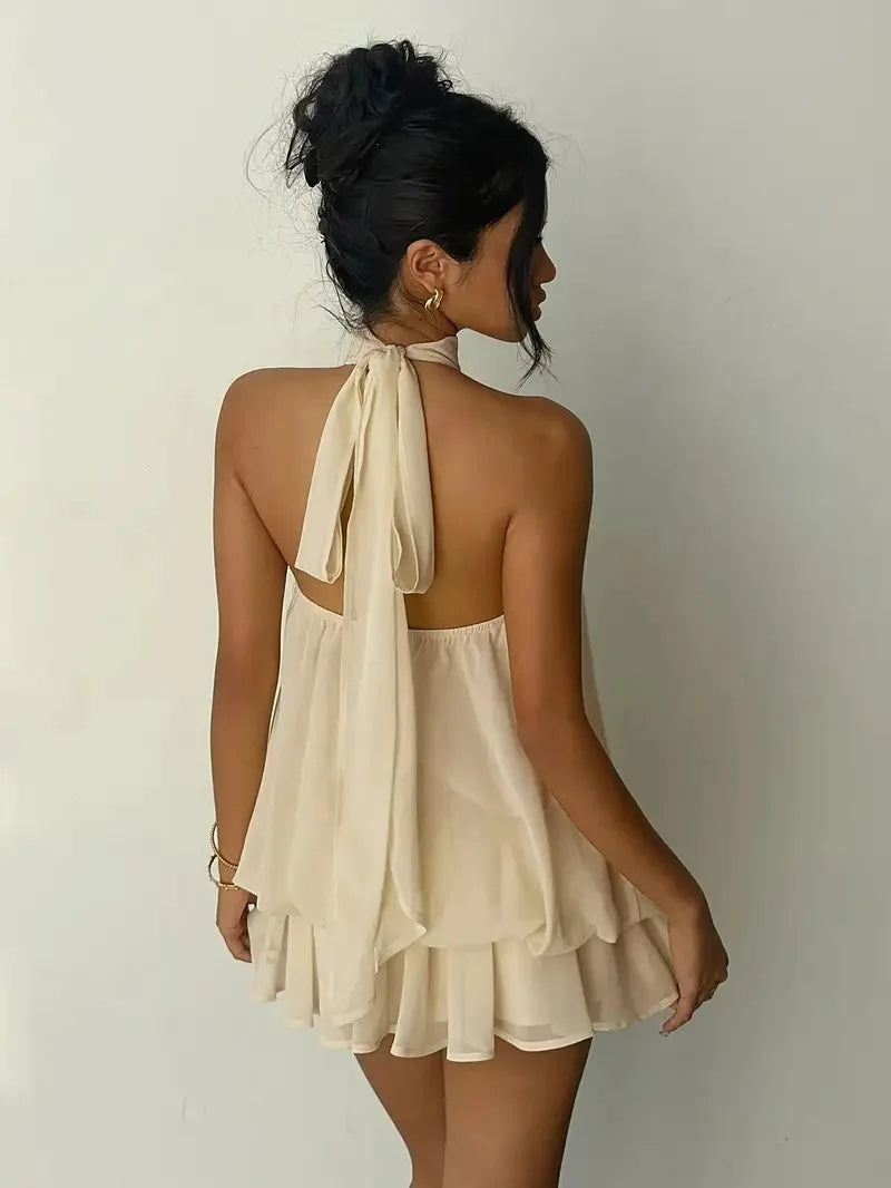 Vestido Curto Frente Única em Chiffon com Amarração - foto 11