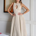 Vestido de Verão de Linho e Algodão na Cor Caqui - miniatura 2