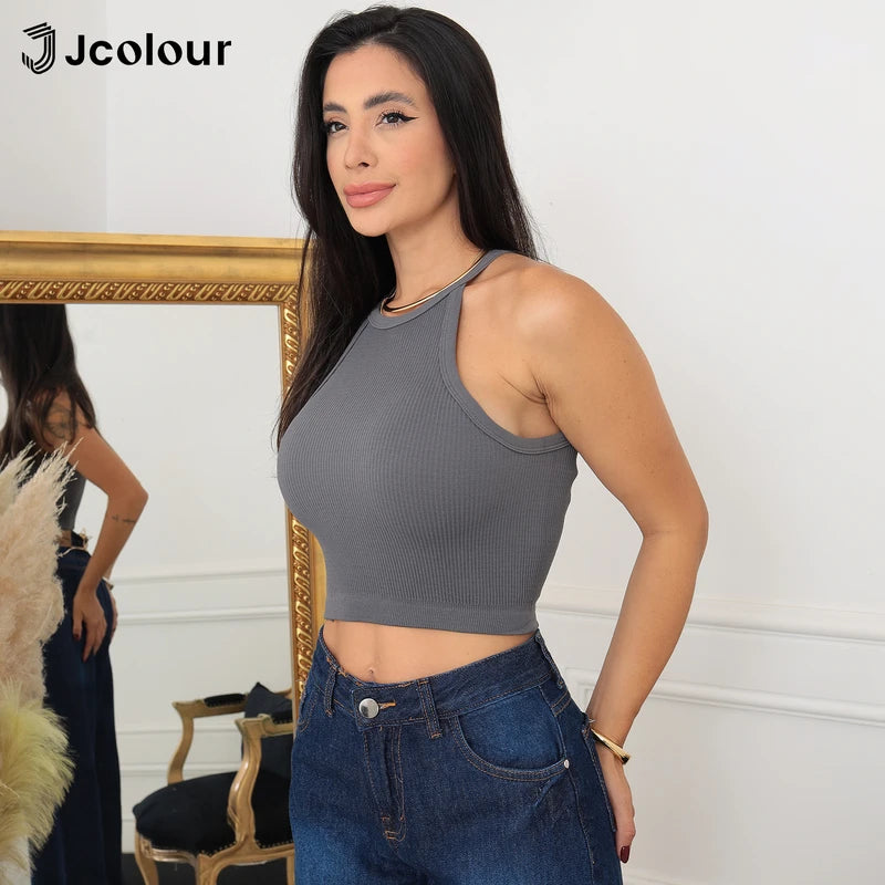 Blusa Cropped Sem Manga Gola Alta BellaVita - foto 3