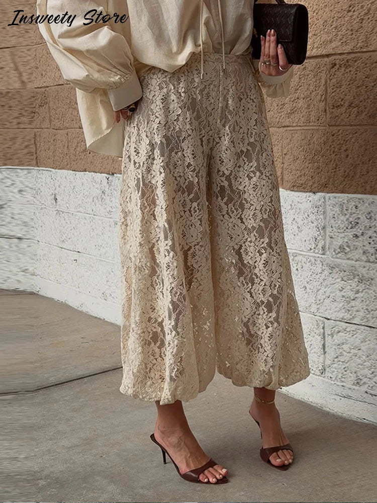 Calca Feminina de Renda com Cintura Alta — Estilo Boemio — foto 3