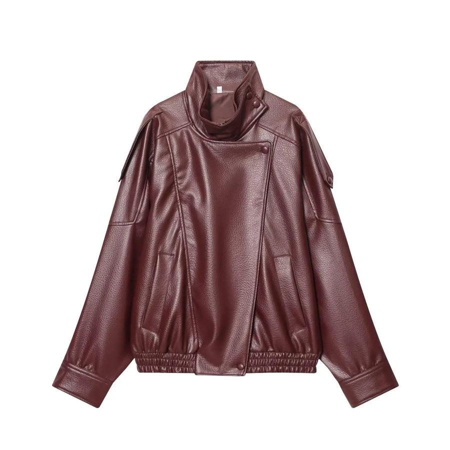 Jaqueta Feminina de Couro Estilo Motociclista — Streetwear — foto 7