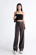 Calça Wide Leg de Couro PU Cintura Alta BellaVita — miniatura 7