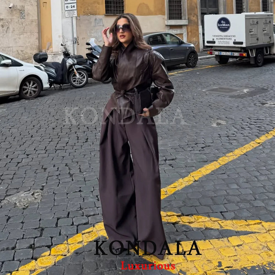 Calça Pantalona Feminina com Pregas e Bolsos — foto 3