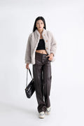 Calça Wide Leg de Couro PU Cintura Alta BellaVita - miniatura 11