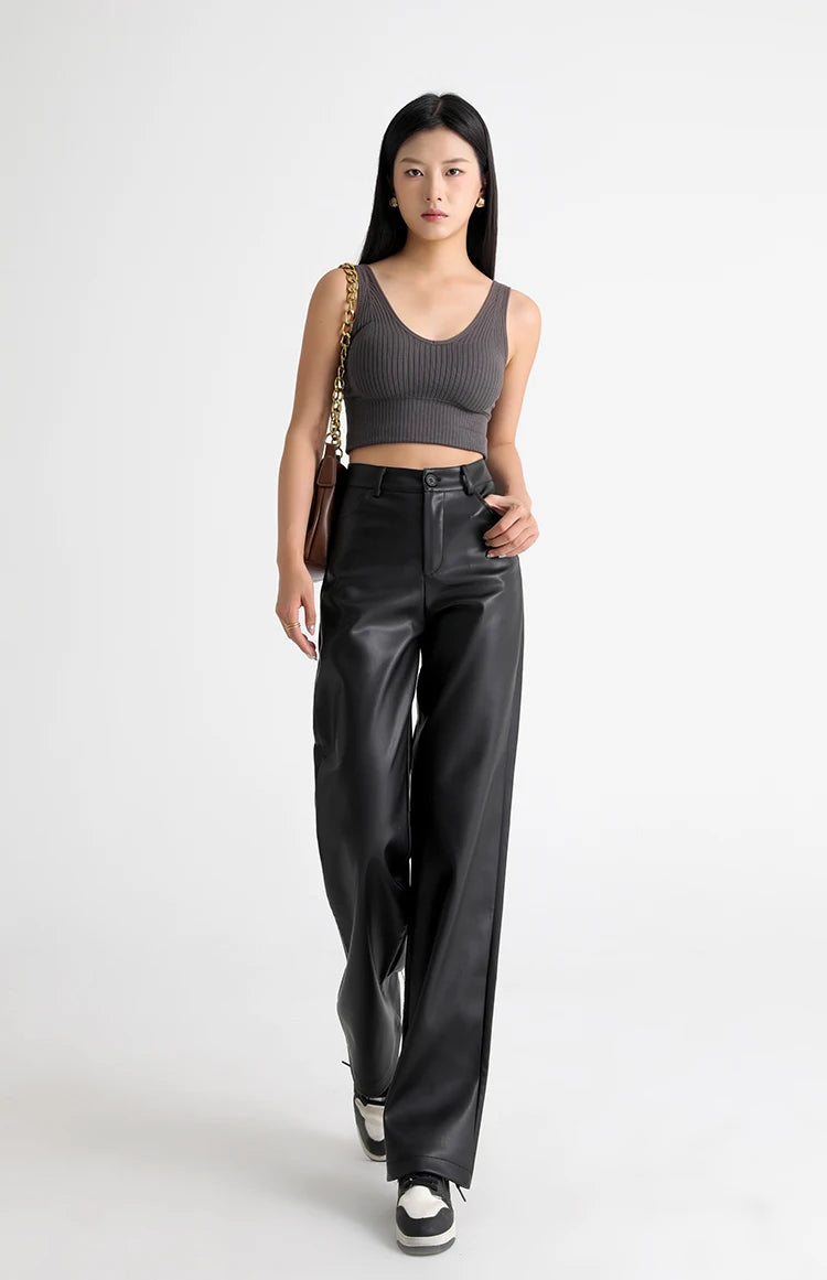 Calça Wide Leg de Couro PU Cintura Alta BellaVita - foto 22