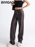 Calça Wide Leg de Couro PU Cintura Alta BellaVita — miniatura 3