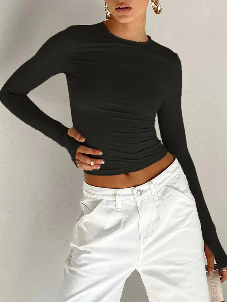 Blusa Cropped Manga Longa com Abertura para Polegar BellaVita - foto 5