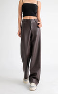 Calça Wide Leg de Couro PU Cintura Alta BellaVita - miniatura 12