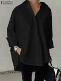 Camisa Branca Oversized Feminina ZANZEA com Gola Dobrável — miniatura 8