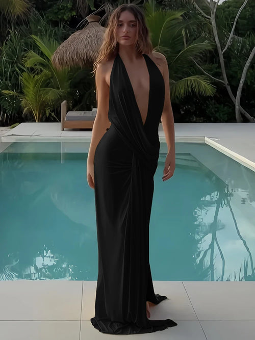 Vestido Longo Frente Única com Fenda BellaVita