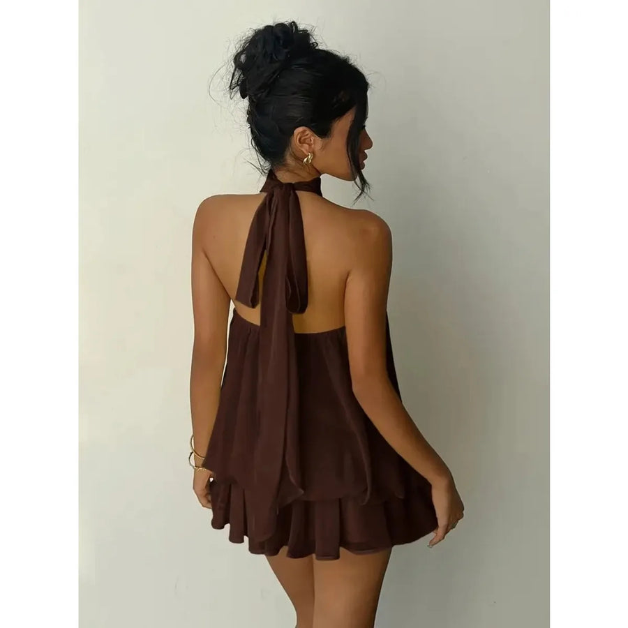 Vestido Curto Frente Única em Chiffon com Amarração — foto 5