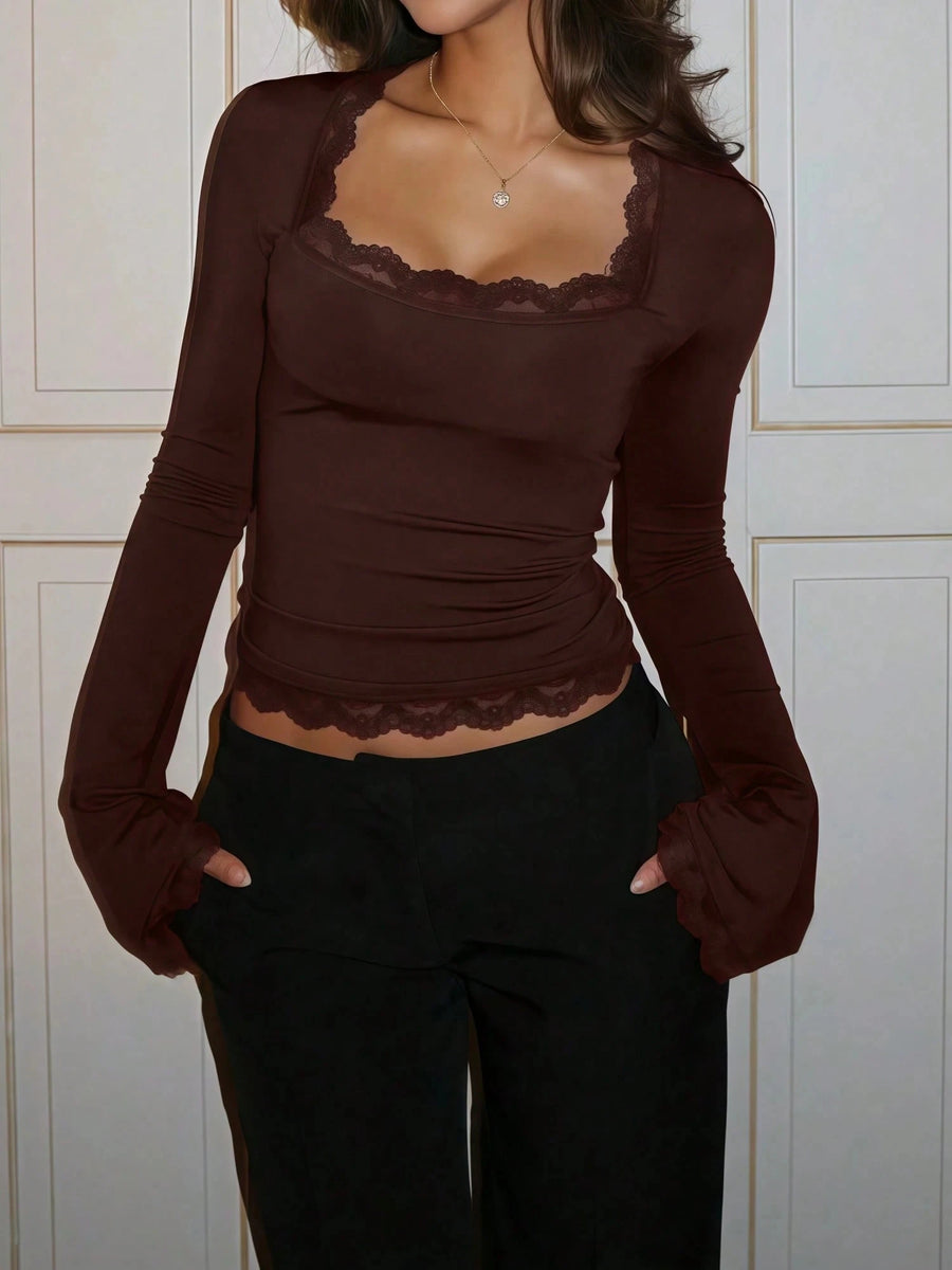 Camiseta Casual Feminina de Manga Longa Slim - foto 2