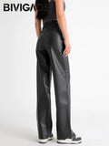 Calça Wide Leg de Couro PU Cintura Alta BellaVita — miniatura 2