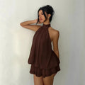 Vestido Curto Frente Única em Chiffon com Amarração — miniatura 2