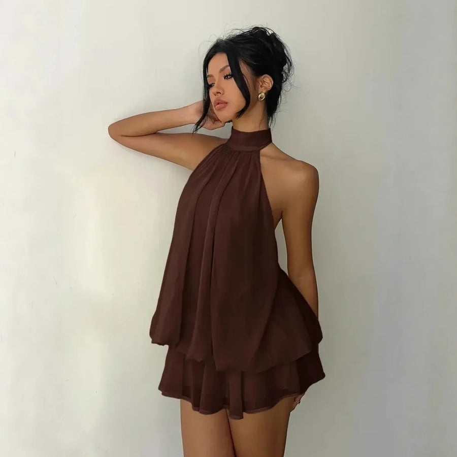 Vestido Curto Frente Única em Chiffon com Amarração — foto 2