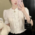Blusa Branca Manga Bufante com Babados — miniatura 4
