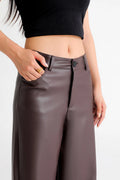 Calça Wide Leg de Couro PU Cintura Alta BellaVita - miniatura 14