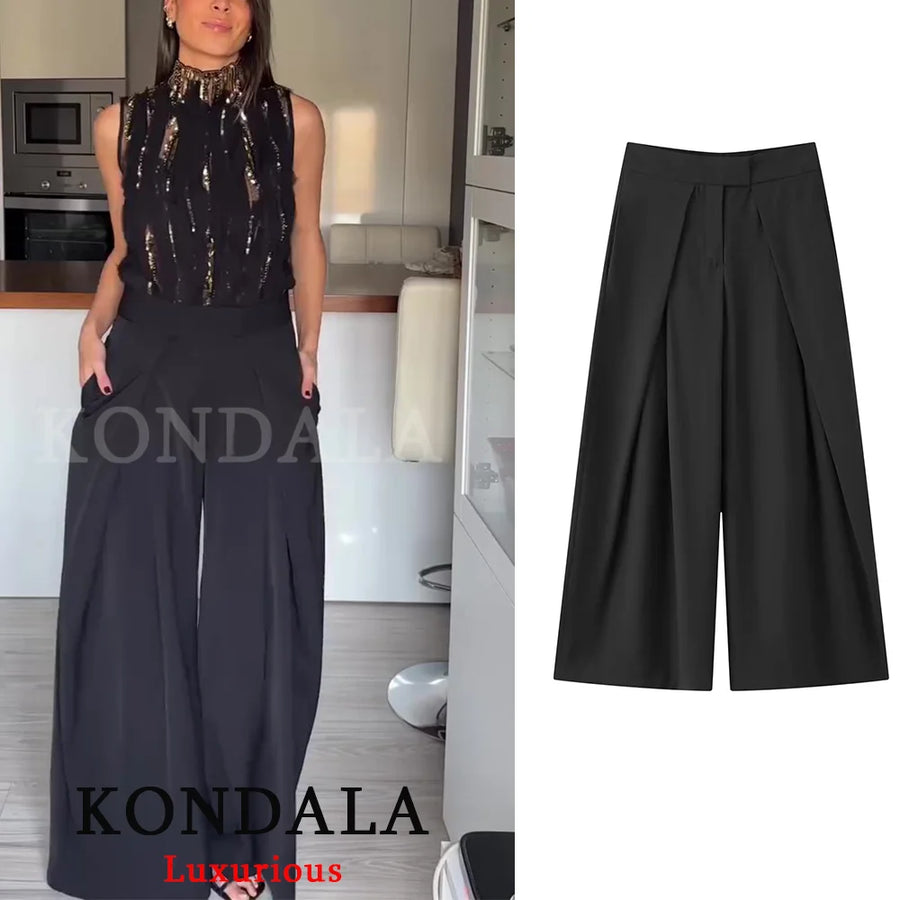 Calça Pantalona Feminina com Pregas e Bolsos - foto 14