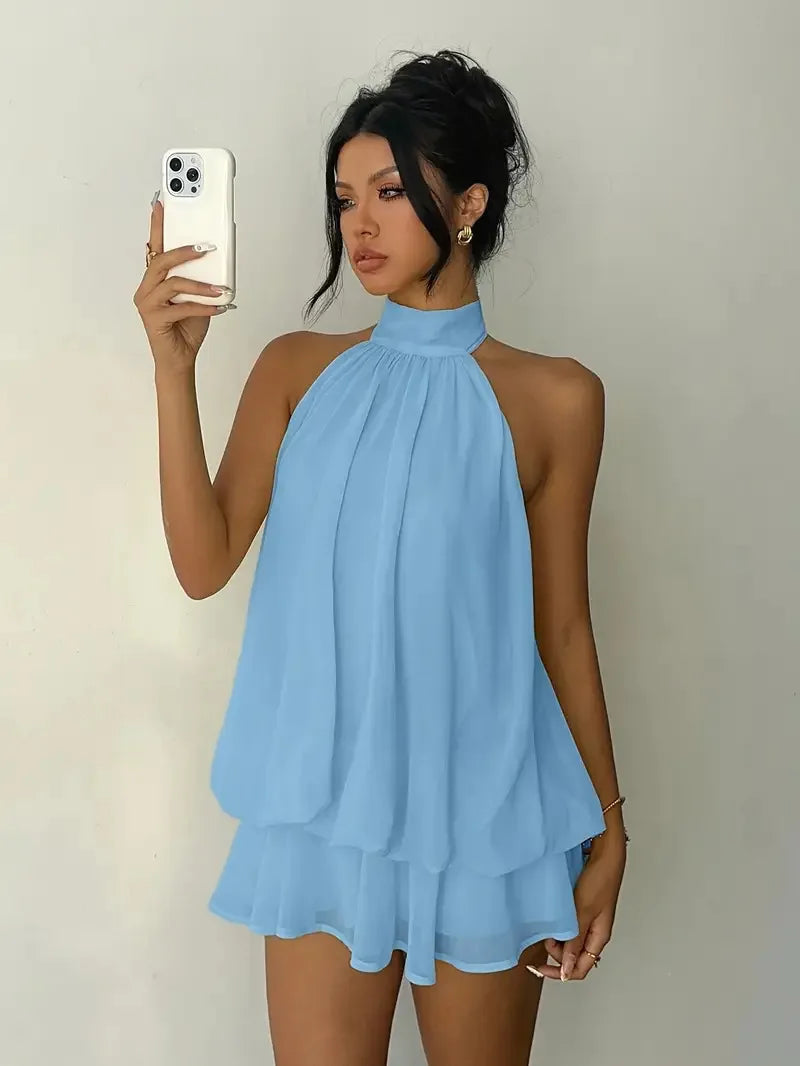 Vestido Curto Frente Única em Chiffon com Amarração - foto 20