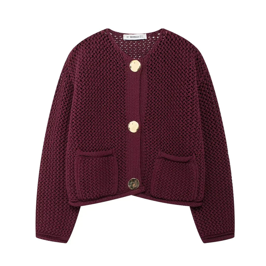 Cardigan Cropped Tricot Manga Longa BellaVita — foto 8