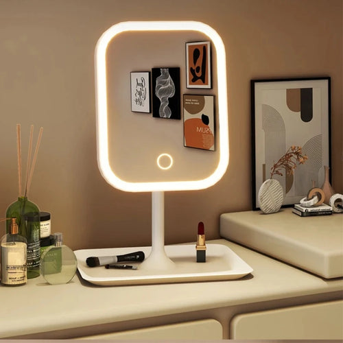 Espelho de Maquiagem com Luz LED em 3 Tonalidades — Controle por Toque