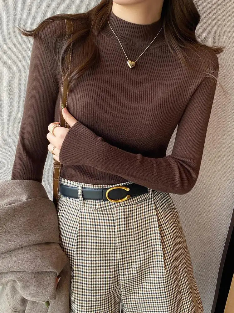 Sueter Feminino de Gola Alta Estilo Coreano — foto 3