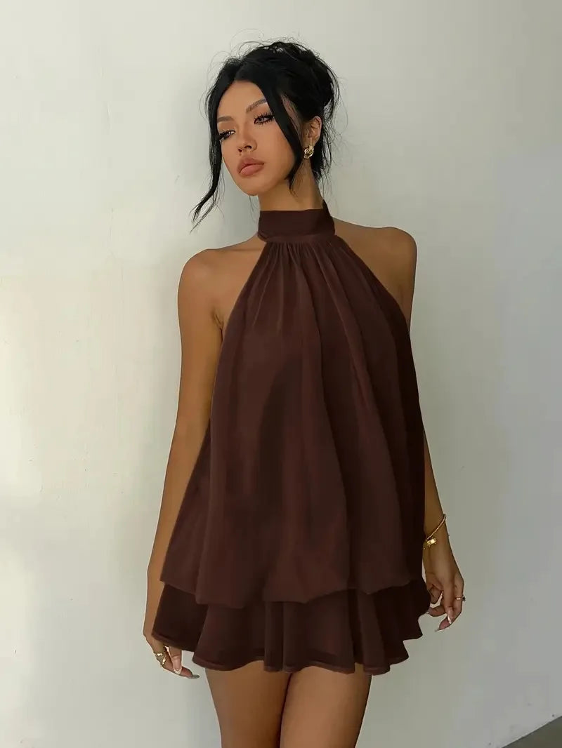 Vestido Curto Frente Única em Chiffon com Amarração - foto 18