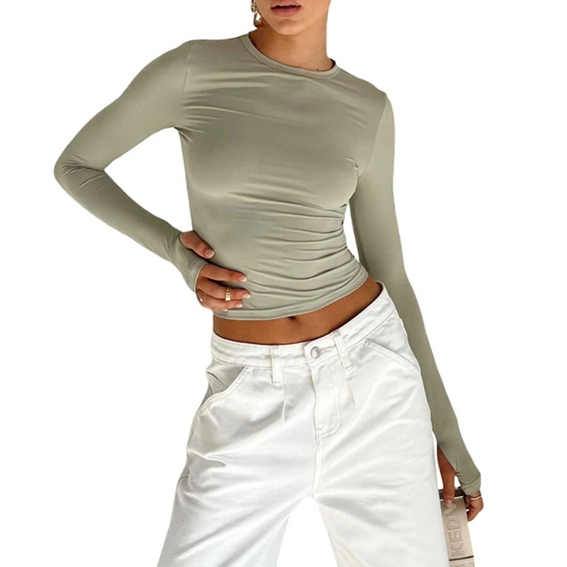 Blusa Cropped Manga Longa com Abertura para Polegar BellaVita - foto 14
