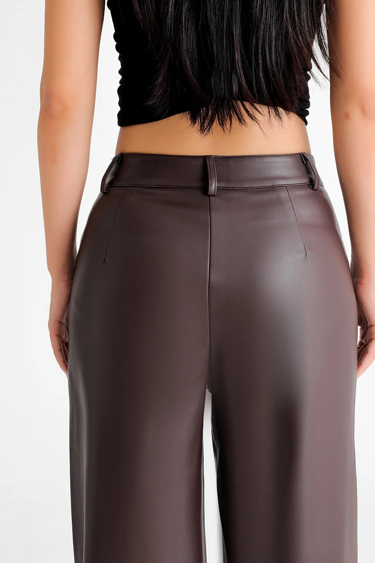 Calça Wide Leg de Couro PU Cintura Alta BellaVita - foto 15
