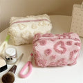 Plush vanity case with handle, soft bag for storing cosmetics when traveling. Portable organizer with print — miniatura 4
