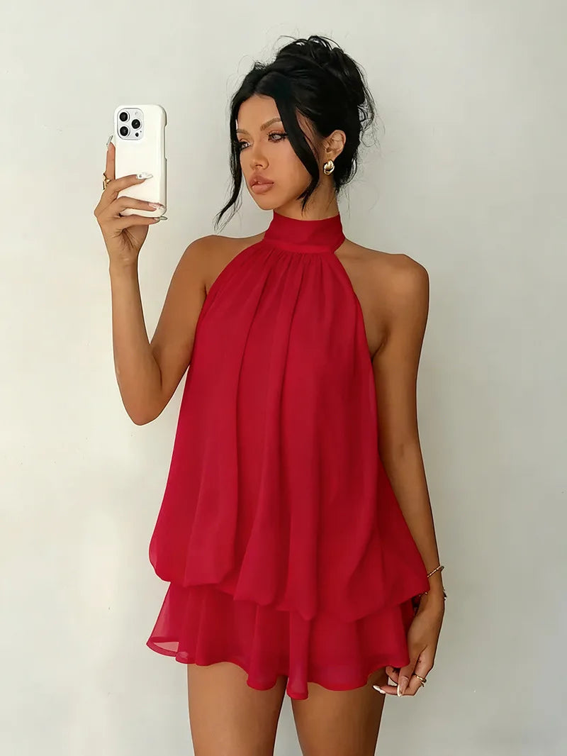Vestido Curto Frente Única em Chiffon com Amarração - foto 15