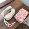 Plush vanity case with handle, soft bag for storing cosmetics when traveling. Portable organizer with print — miniatura 3