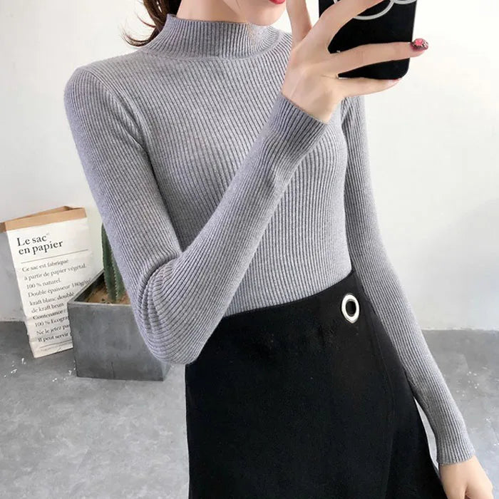 Suéter Feminino de Gola Alta Estilo Coreano - foto 9