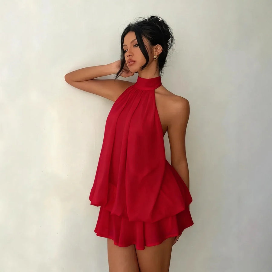 Vestido Curto Frente Única em Chiffon com Amarração — foto 4