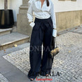 Calça Pantalona Feminina com Pregas e Bolsos — miniatura 4