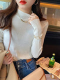 Sueter Feminino de Gola Alta Estilo Coreano — miniatura 5